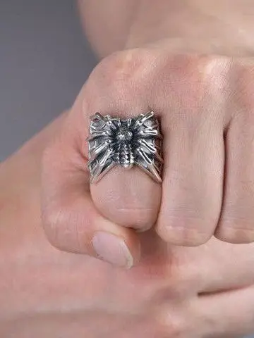 

Retro WEIER Spider Ring 925 Silver Unisex Index Open Ring Fashionable Personalized Design Outbox Copper Plated Gold