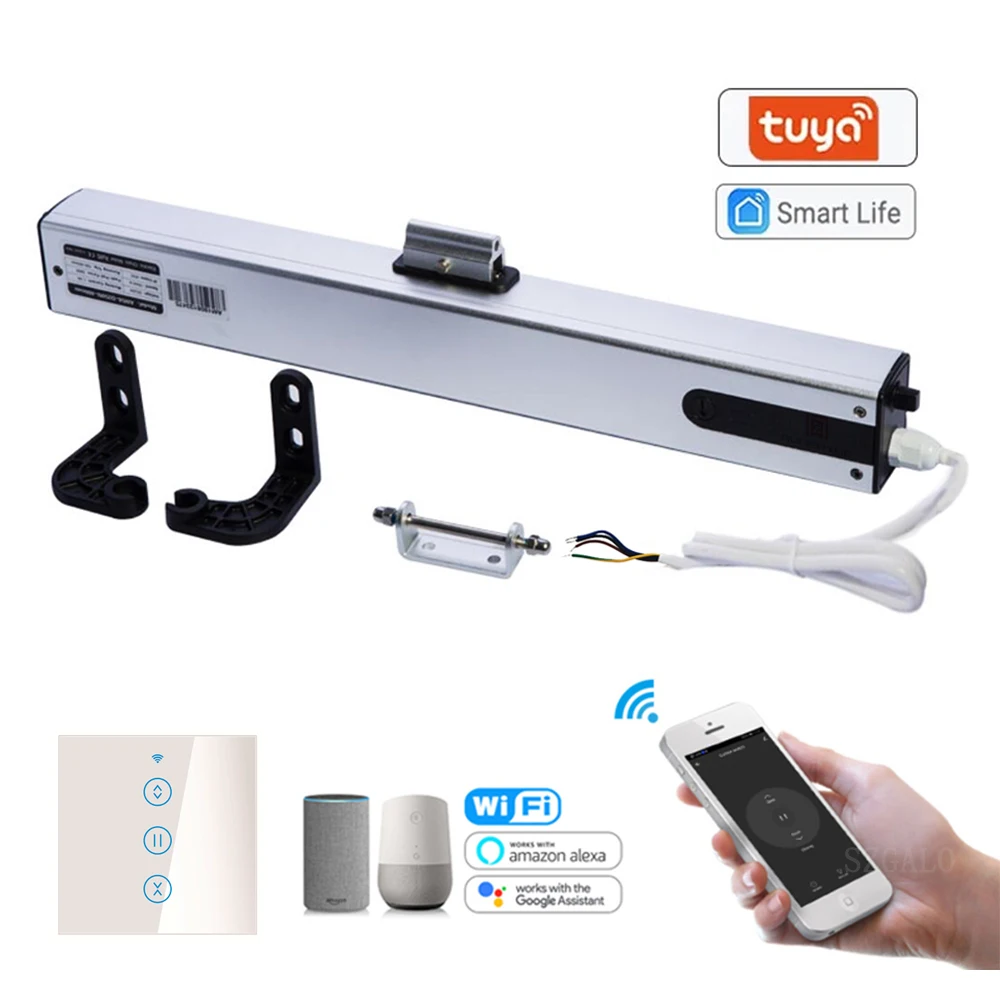 Intelligent Smart AC Motor Automatic Window Opener with Wired WiFi Push Panel Phone App Control,Compatible for Alexa&Google