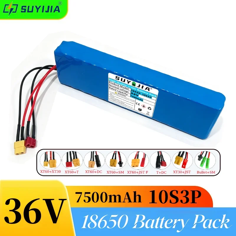 36V 10S3P 7500mAh 18650 Rechargeable Lithium-ion Battery 2000W Built-in BMS Suitable for KUGOO S1, S2, S3 Electric Scooters