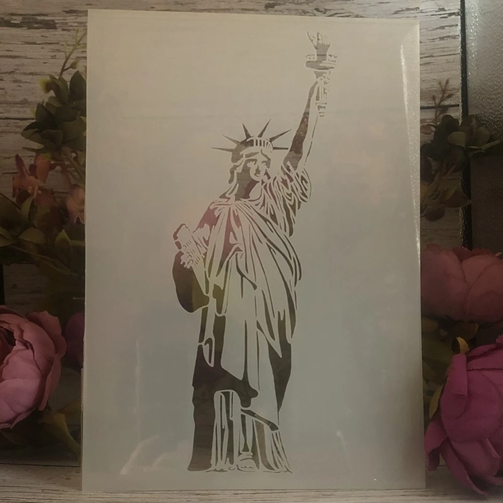 A4 29cm Statue of Liberty US DIY Layering Stencils Wall Painting Scrapbook Coloring Embossing Album Decorative Template