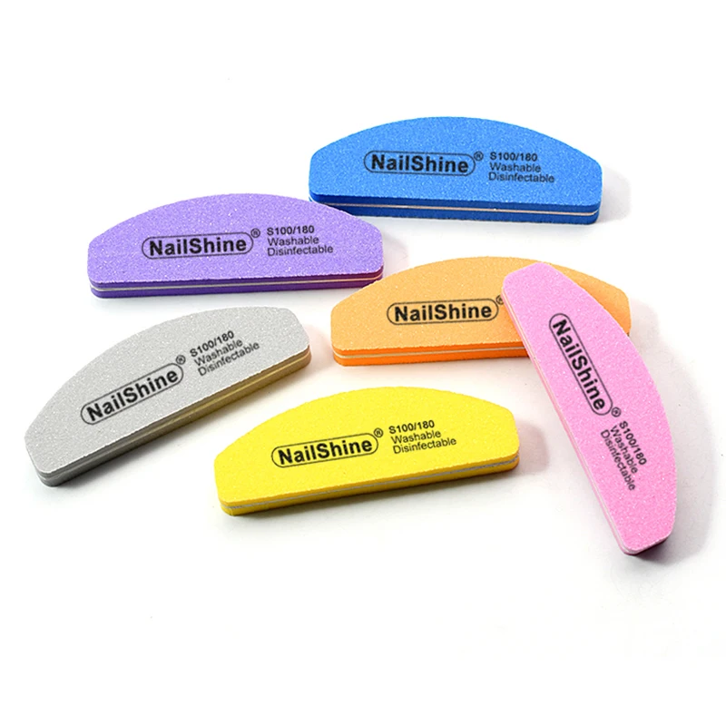 100Pcs Sanding Nails File Block Wholesale Boat Shaped Sponge Double Sided Nail Files 100/180 Grit Portable Washable Buffing File