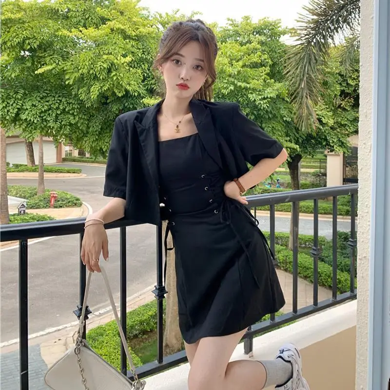 Female Outfits Suits Dress Women's Two Piece Set Short Sleeve Office Luxury Designer Clothing Cheap Korean Style Offers Full Xl