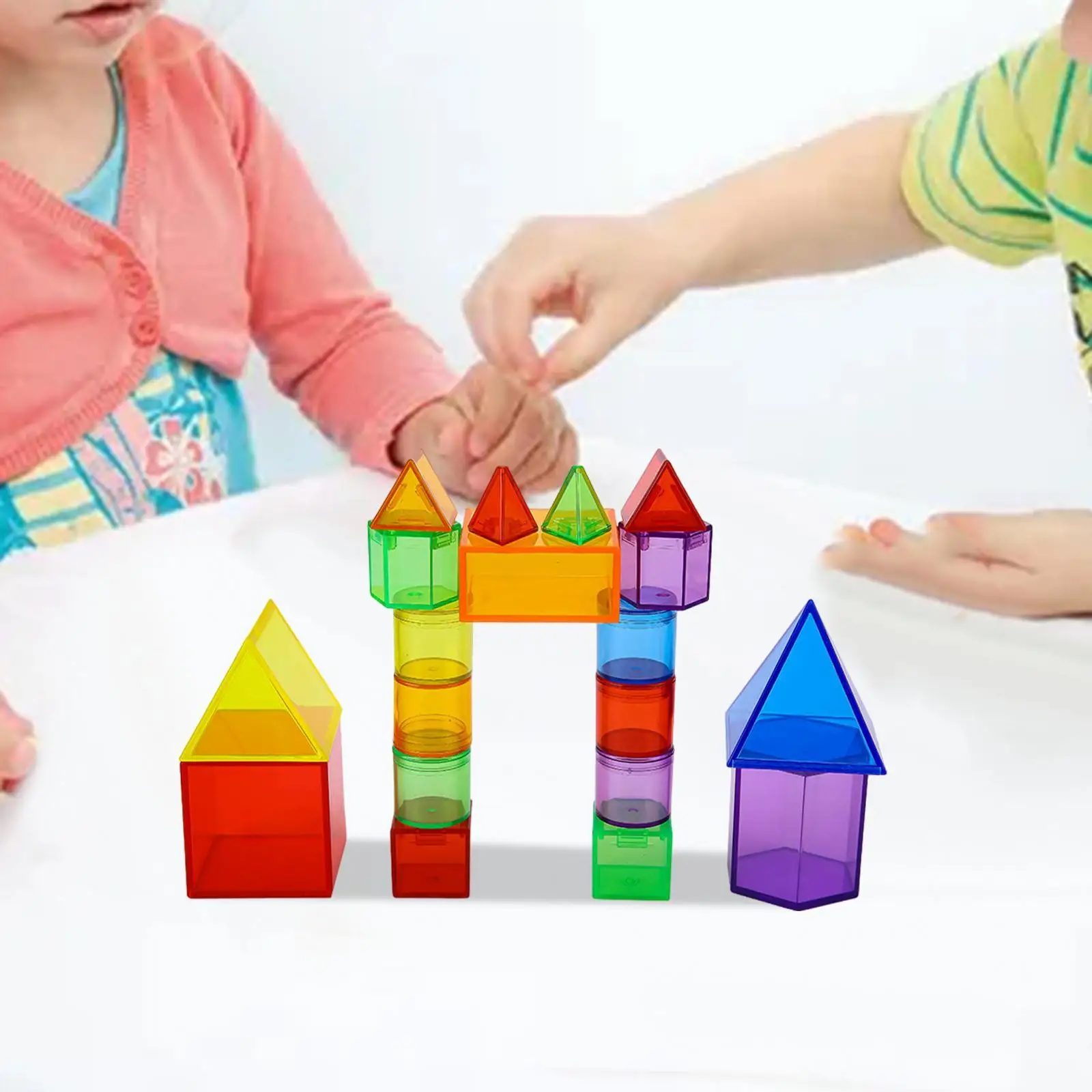 60x Geometric Shapes for Kids for Teaching Manipulatives Light Table Toys Colorful Geometric Solids for Children Boys Girls Kids