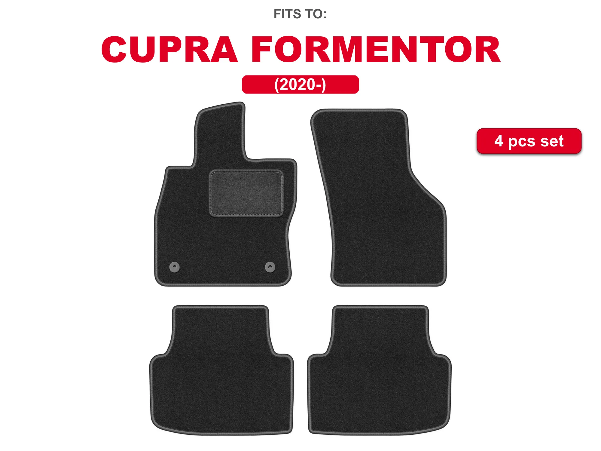 Auto velour matten voor: Cupra Formentor 2020- SUV Grafiet Auto Passende Automatten Set