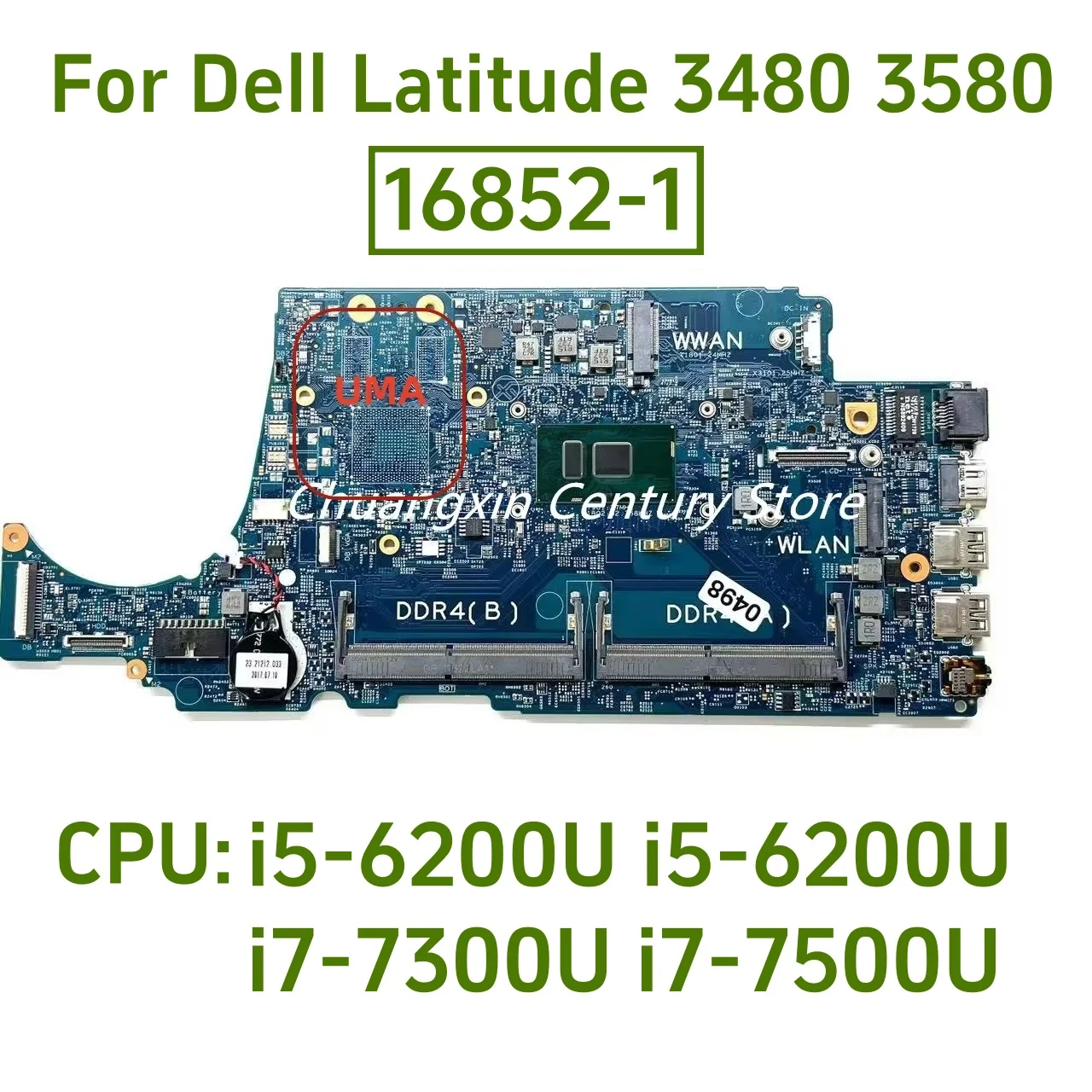 16852-1 is applicable FOR DELL 3480 3580 laptop CPU:3865U I3 I5 I7 UMA 100% test OK shipment