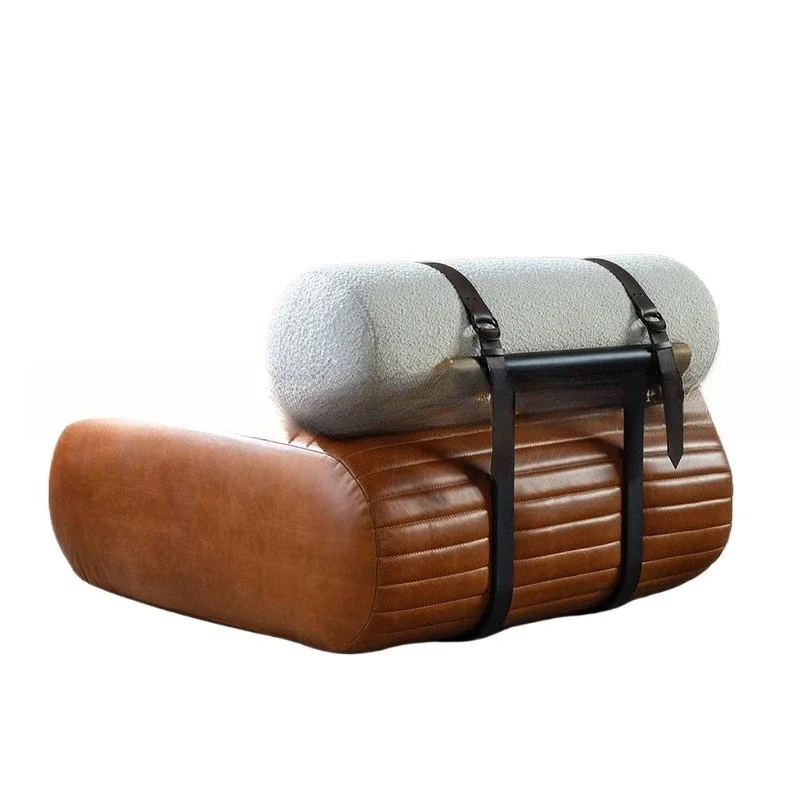 

Nordic light luxury, leather single sofa, creative modern living room, simple leisure chair