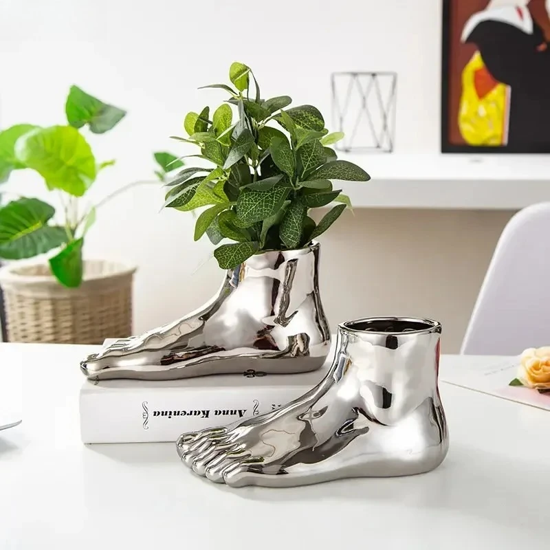 Creative Foot Vase Ornament  Living Room Desktop Decoration Flowers Arrangement Succulent Plant Flowerpot Crafts Home Decoration