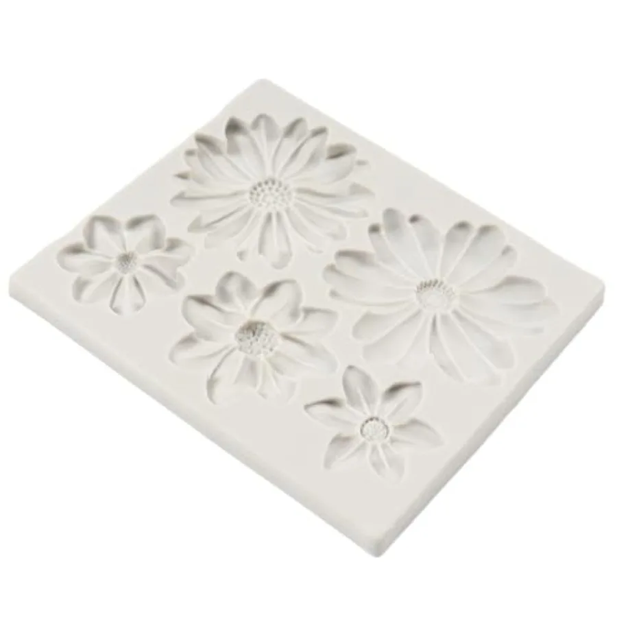 Flower Blossoms Silicone Mold Daisy Chrysanthemum Flower Fondant Mold for Cake Decoration Chocolate Cupcake Topper Candy Sugar view 5