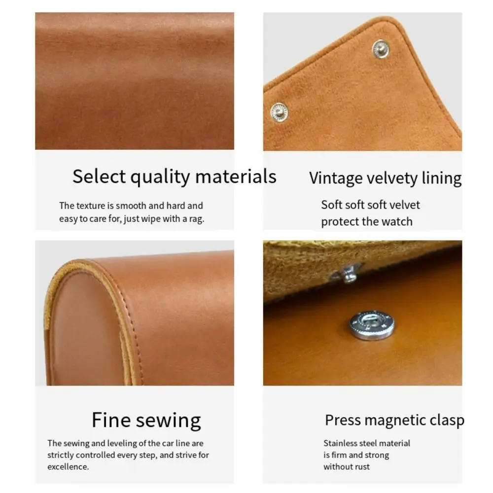 1/2/3 Fächer Tragbare Uhrenrolle Langlebige PU-Leder Uhrenaufbewahrung Retro Uhrenorganizer Halter Armbanduhr-Displaytasche – Detail 2