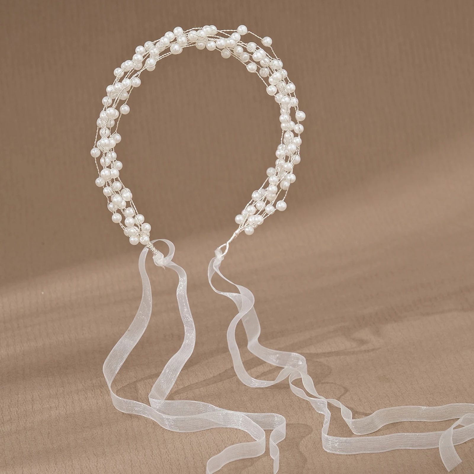 Pełnymi perłami opaska damska Tiaras elegancka biżuteria ślubna akcesoria do włosów dla panny młodej dziewcząt dekoracja z ozdoba do włosów wstążki