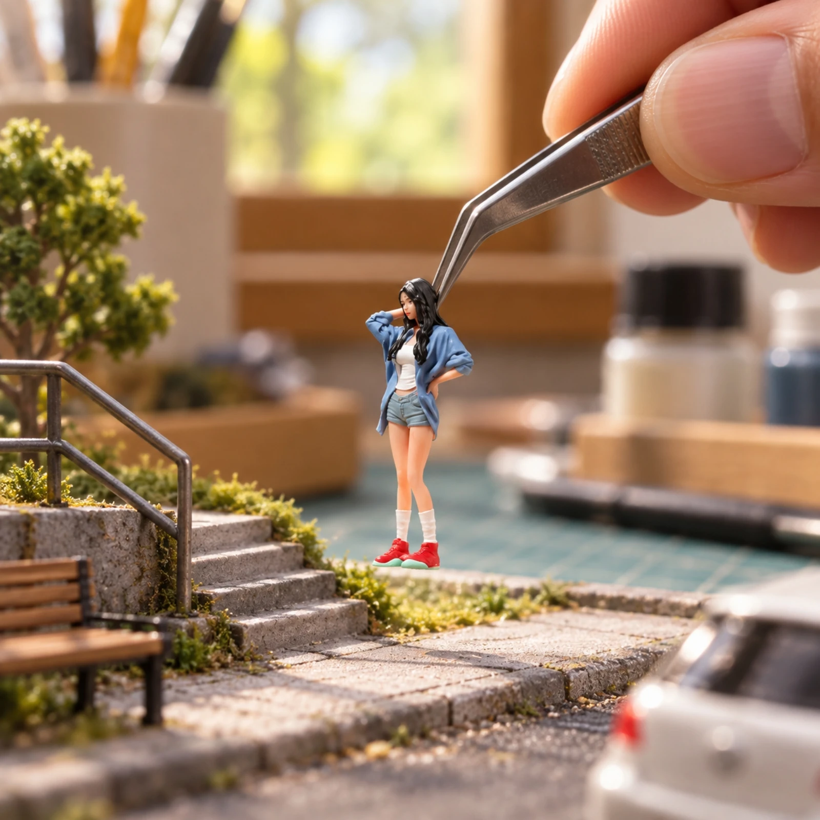 Hand-Painted Resin Miniature Woman Versatile 1/64 Scale Female Figure Standing Pose Miniature Figure Wear-Resistant