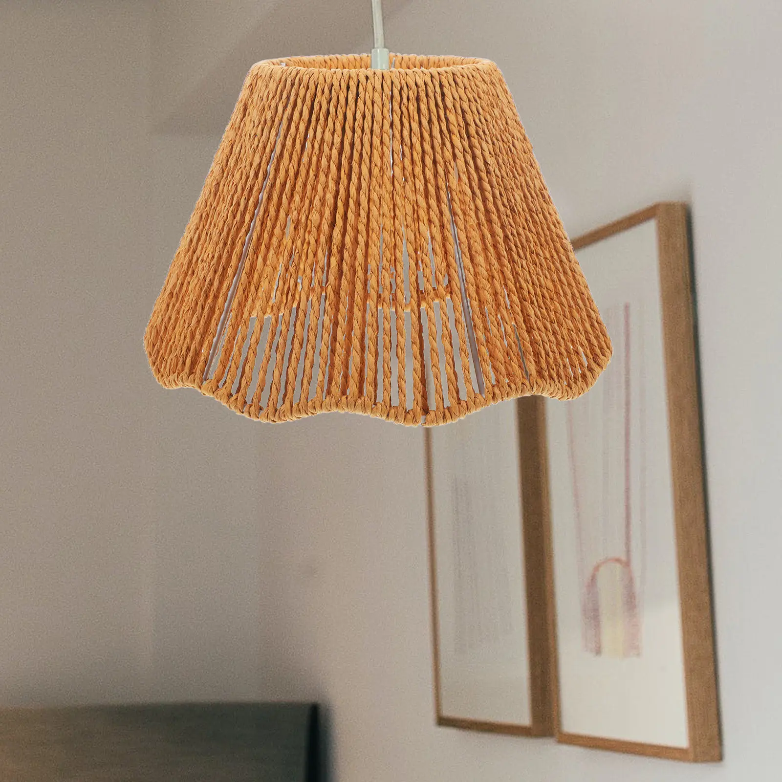 Woven Lamp Shade Handmade Paper Rope Hanging Light Cover for Ceiling Light Fixture Desk Lamp Chandelier Vintage Chic Decorative