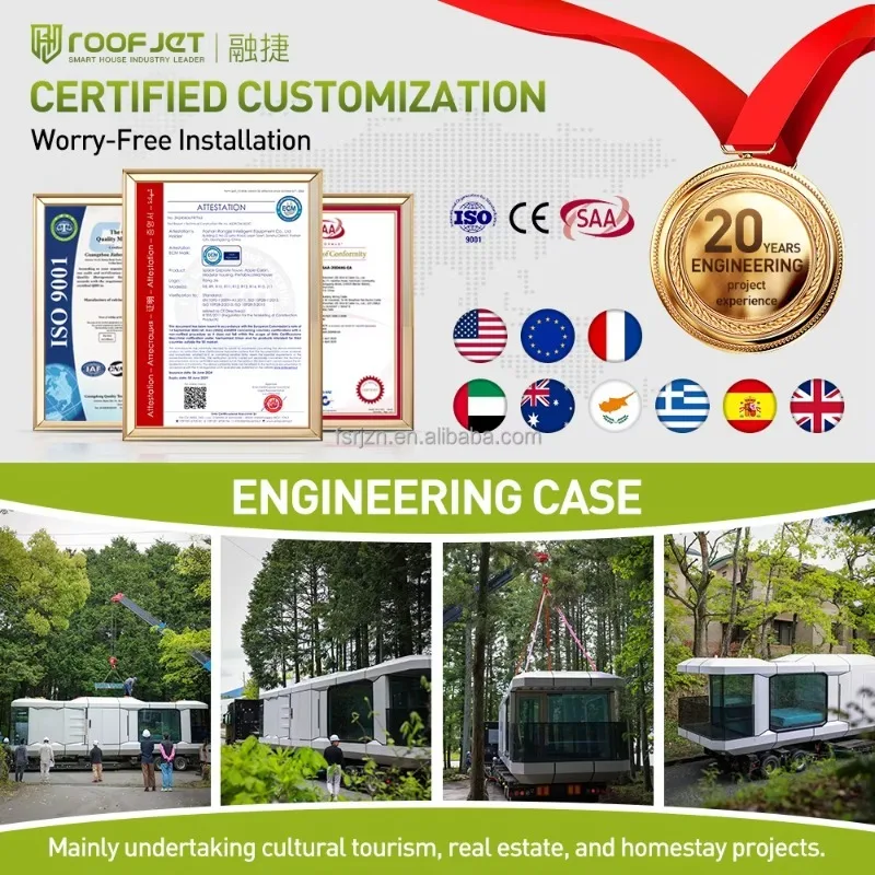 Casa pequeña prefabricada de 3 habitaciones completamente amueblada, casa móvil, villa de acero