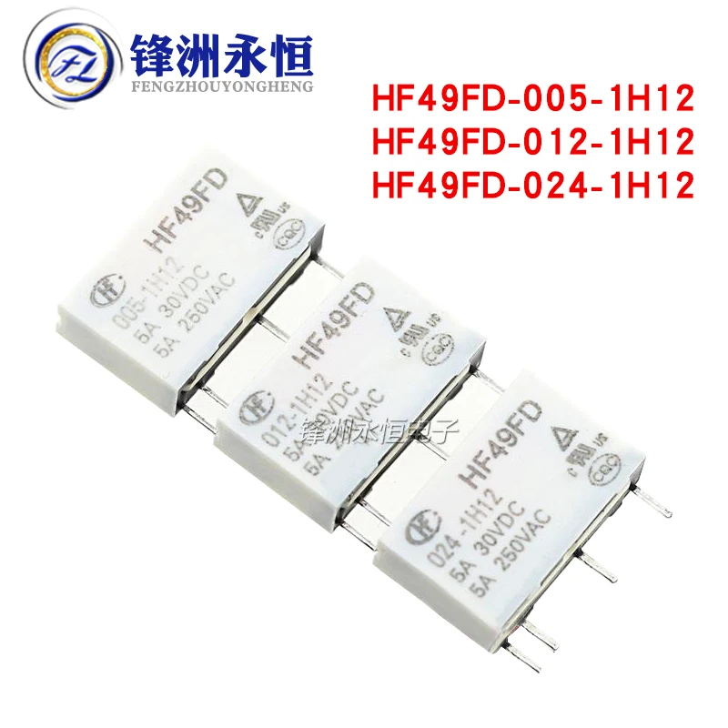 5Pcs HF49FD Industrial relay HF49FD-005-1H11 HF49FD-012-1H11 HF49FD-024-1H11 1H12 5A 4PIN 5V 12V 24V Miniature power relay