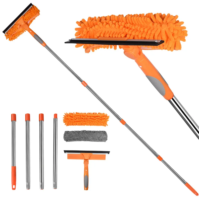 

2 in 1 Stainless Steel Long Handle Window Scraper Household Cleaning Tool for Glass Shower and Window Cleaning