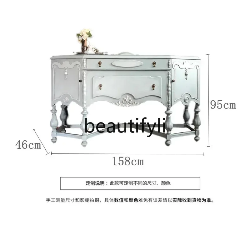 G French retro porch decorative cabinet American solid wood carving flower side locker