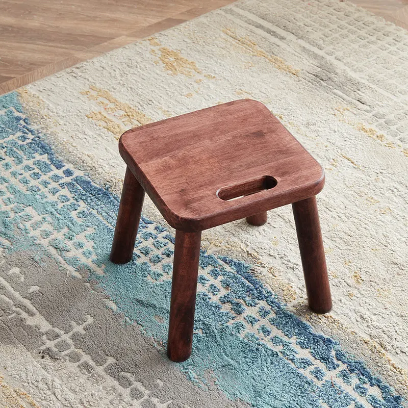1 solid wood small square stool, portable solid wood low stool.