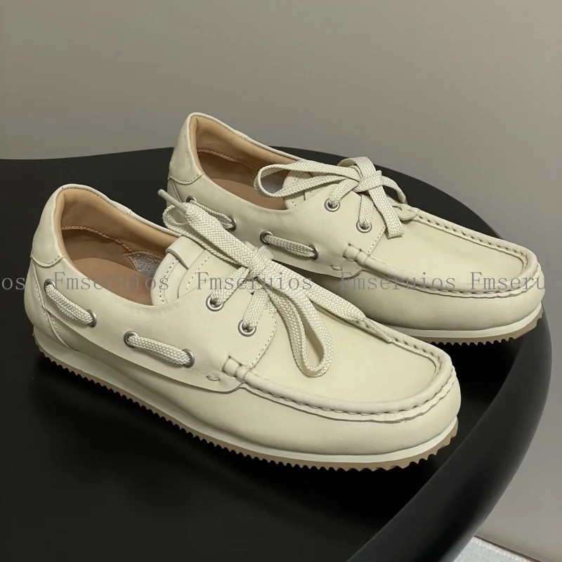 

Women Flats Shoes Lace Up Square Toe Genuine Leather Casual Comfort Simple Elegant Top Quality Fashion Loafers Office Ladies