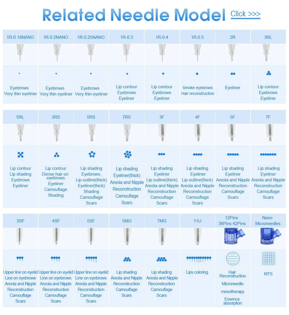 10pcs Permanent Makeup Needle Cartridge RL RS F SF MG Cartridge Needles for Permanent Makeup Machine Eyebrow Disposable Needle