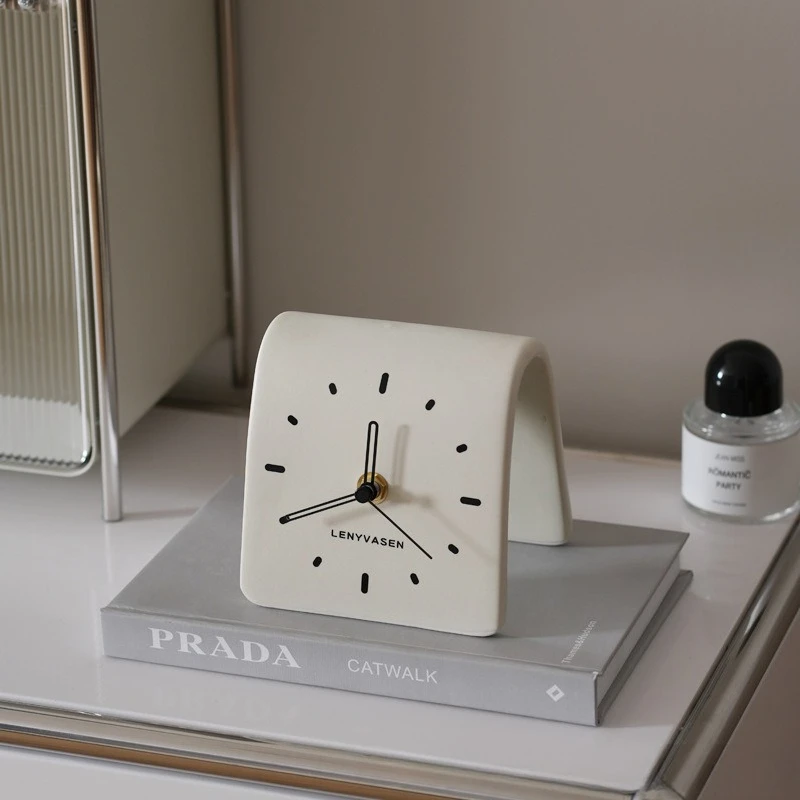 Minimalist Ceramic Silent Table Clock Creative Countertop Decor Desk Ornament For Living Room Bedroom Bedside
