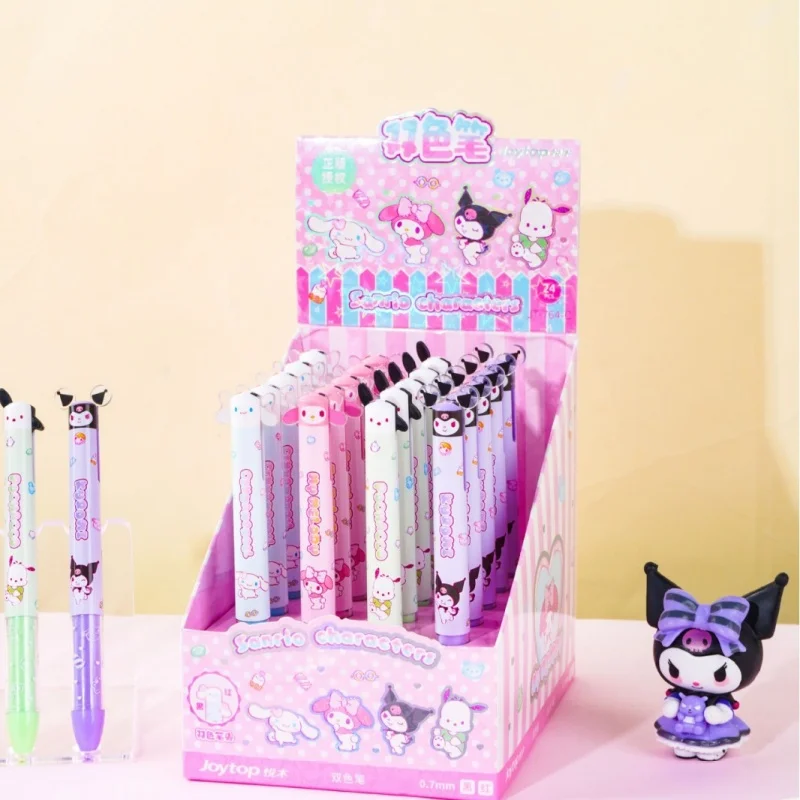 24pcs/lot Sanrio Kuromi Melody 2 Colors Gel Pen Cute 0.5mm Black/Red ink Neutral Pens Promotional Gift Office School Supplies