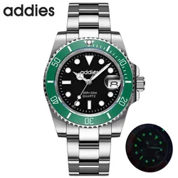 ADDIESDIVE Top Brand Stainless Steel Watch Men's European American Business Leisure Quartz Watch Waterproof Outdoor Sports Watch