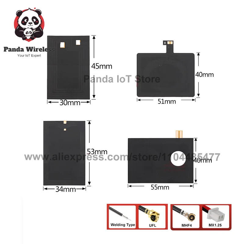 5Pcs High Gain 13.56MHz NFC FPC Antenna Flexible Omnidirectional 10cm Mobile Payment RF Recognition Antennas for Smart Cards UFL