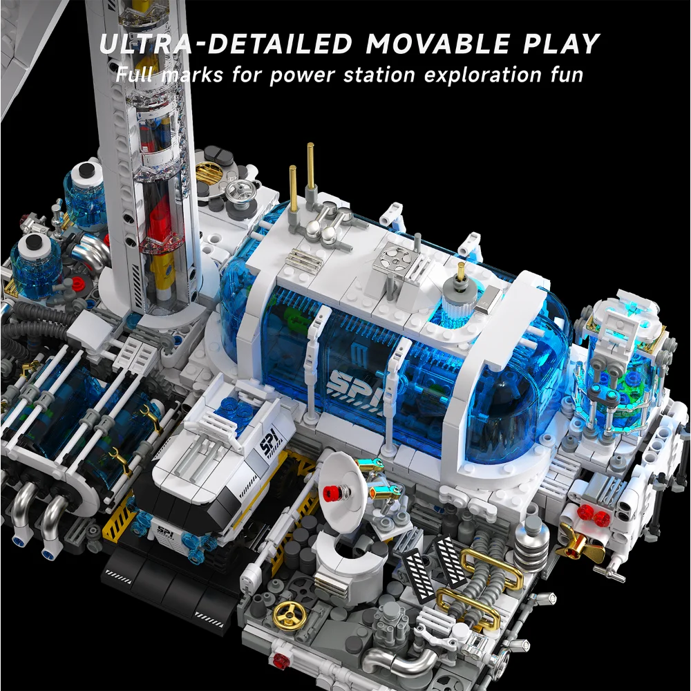 نموذج بناء مولد تربيني الرياح التقنية مع ضوء LED هندسي البناء هدايا عيد الميلاد والهالوين للأطفال #4