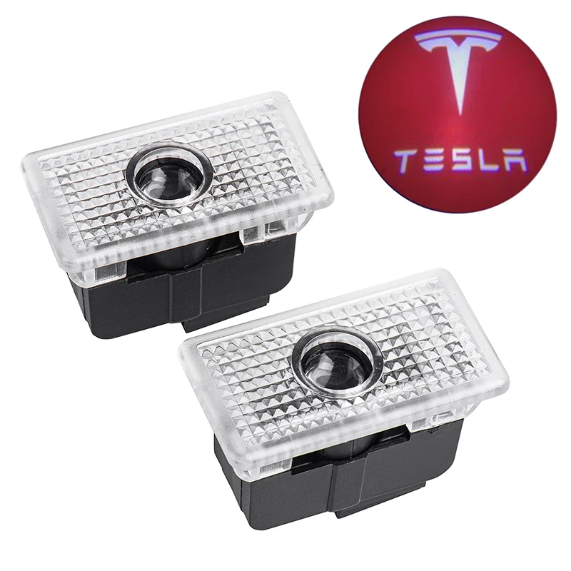 2pcs Car Door Welcome Lights Projector Shadow Lamp Decor for Tesla Model S 2014-2019 Model 3 2018-2020 Model X 2016-2019