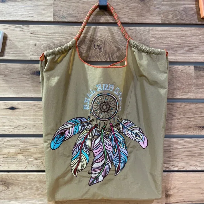 Japanese for Hand Bag Oxford Cloth Embroidery Nylon Shopping Bag Portable Shoulder Bag Korea Bag Foldable Bag Feather Embroidery