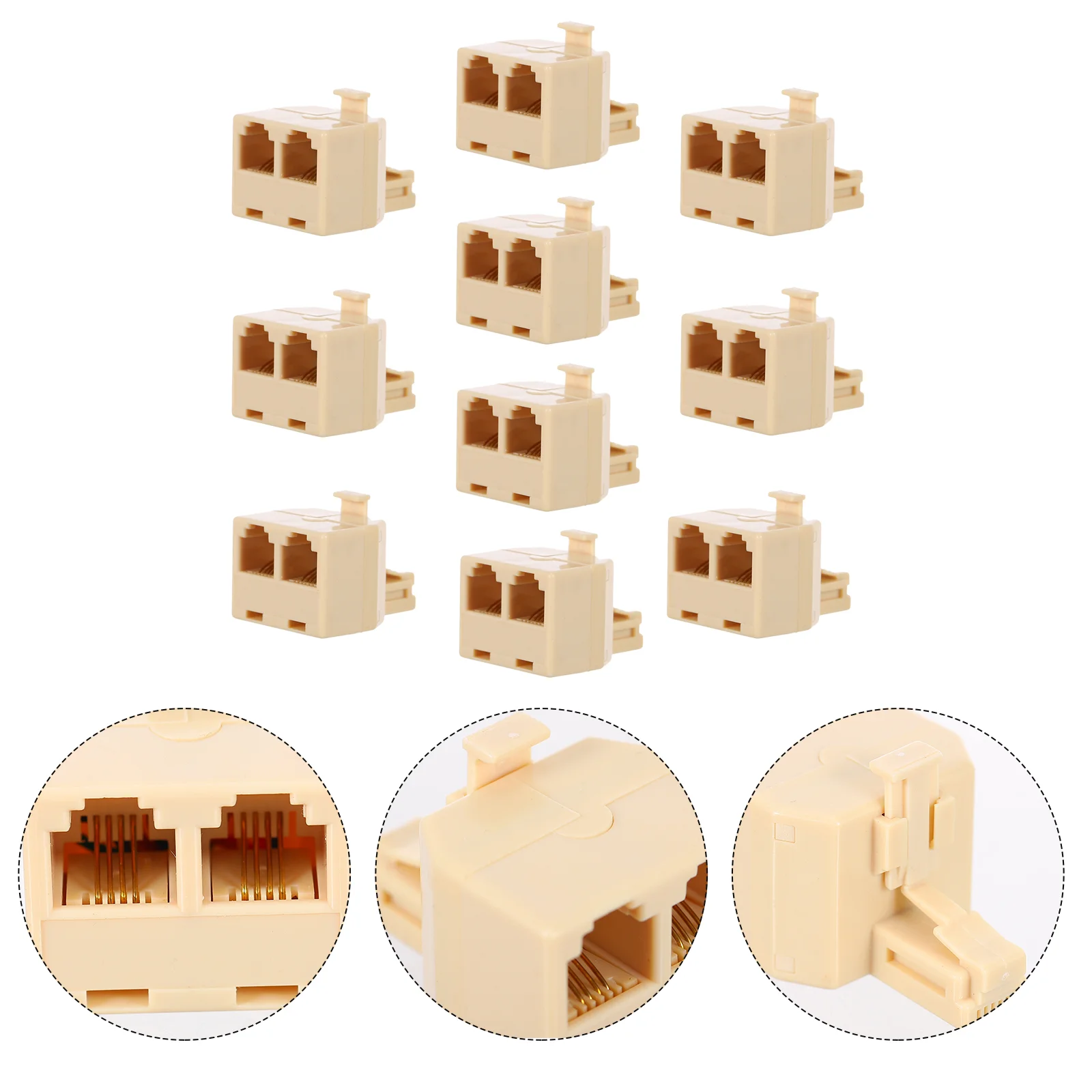 10 PCS Plug Telephone Cable Seperater Adapter RJ11 Socket Two Way Line Splitter Dispenser Wall Adaptor for Landline