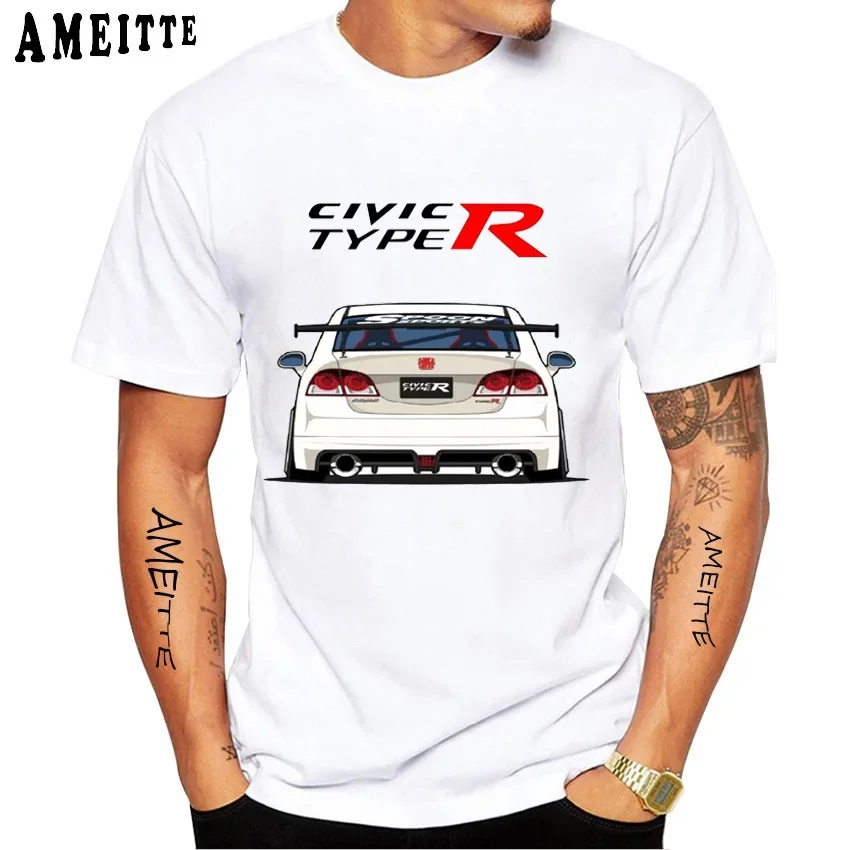 New Summer Men Short Sleeve JDM INLANDSMARKT T-Shirt Civic Type R i-Vtec Car Interior Classic T shirts Boy Casual White Tees