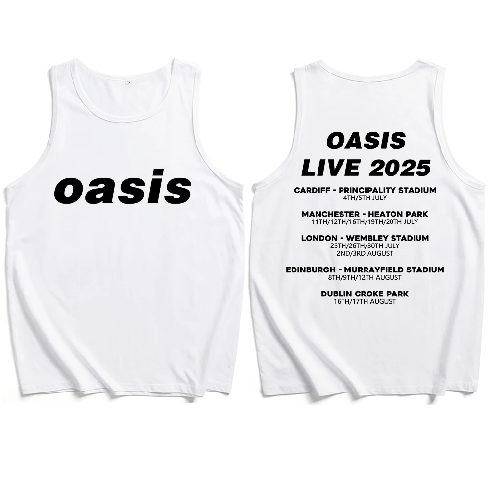 oasis live 25 tour 2025 Tank Man Woman Crew neck Sleeveless Summer T-shirts