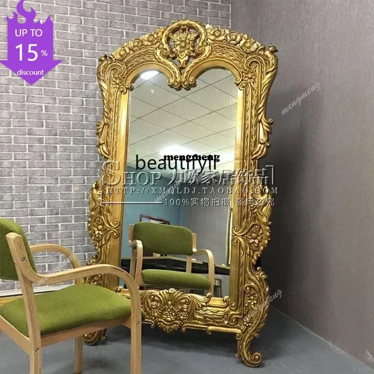 s8350 Full body mirror European carved three-dimensional fitting floor mirror extra large mirror living room