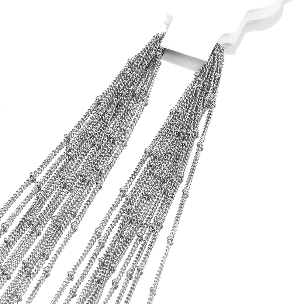 5 stücke Edelstahl flache Perlen Halsketten Kette mit Karabiner verschluss halbfertige Ketten für DIY Schmuck machen Frauen Halsketten