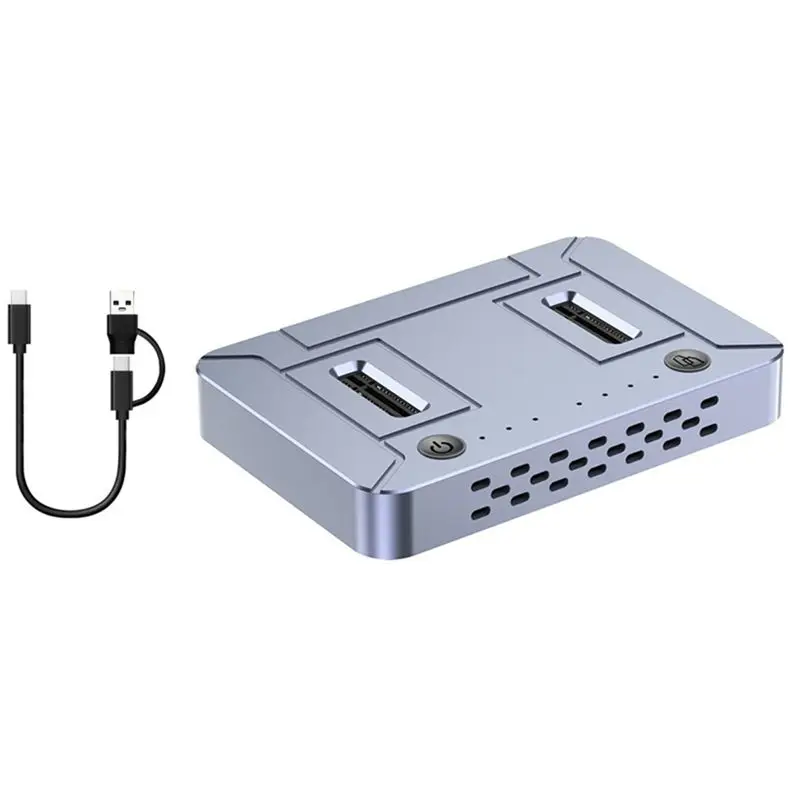 

AED7-Dual-Bay M.2 NVME NGFF SSD Clone Docking Station 20Gbps USB3.2 GEN2 Type C Offline Cloner Duplicator NVME PCIE Enclosure