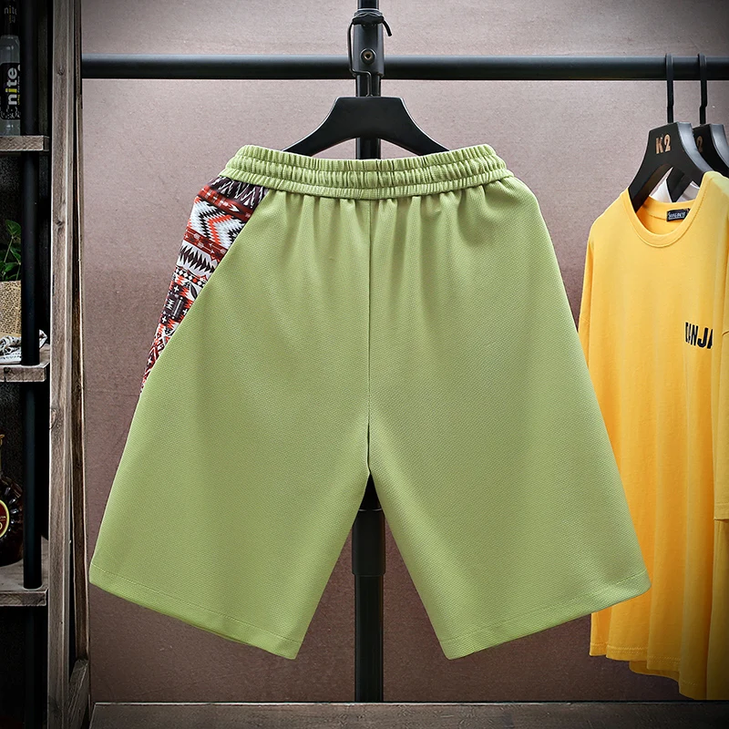 Fashion Men's Casual Shorts Summer Knee-Length Pants Youth Street Wear Loose Drawstring Trousers Outdoor Elastic Waist Joggers