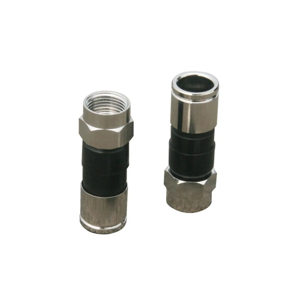 Catv Rf Connector Compressie Connector Rg6 Messing Vrouwelijke 100 Stuks Per Zak Rg6/Rg11 Coaxiale Kabel Rf Connector, Rf Adapters Rg6 Rg59