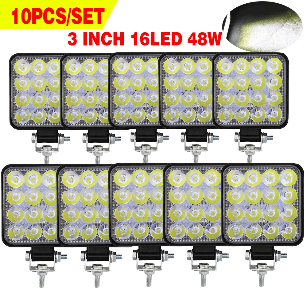 10 pz luce di lavoro LED auto fendinebbia anteriore 9-30V 42W 14LED 48W 16SMD camion SUV 4 x4 4WD ingegneria fari fuoristrada