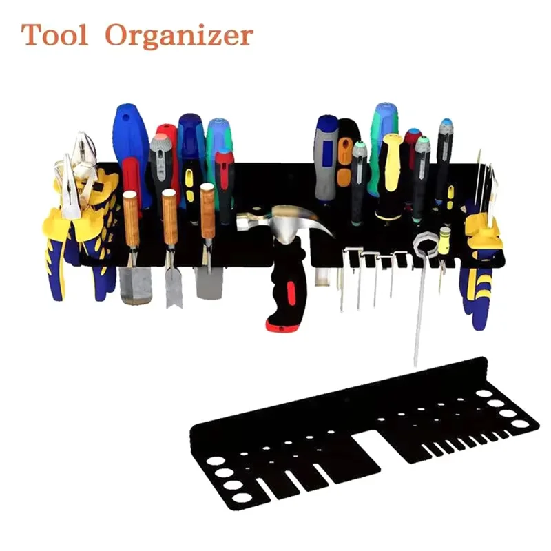 AB34-Screwdrivers Tool Organizer Hammer Pliers Wall Mounted Metal Storage Workshop Workbench Small Tool Storage