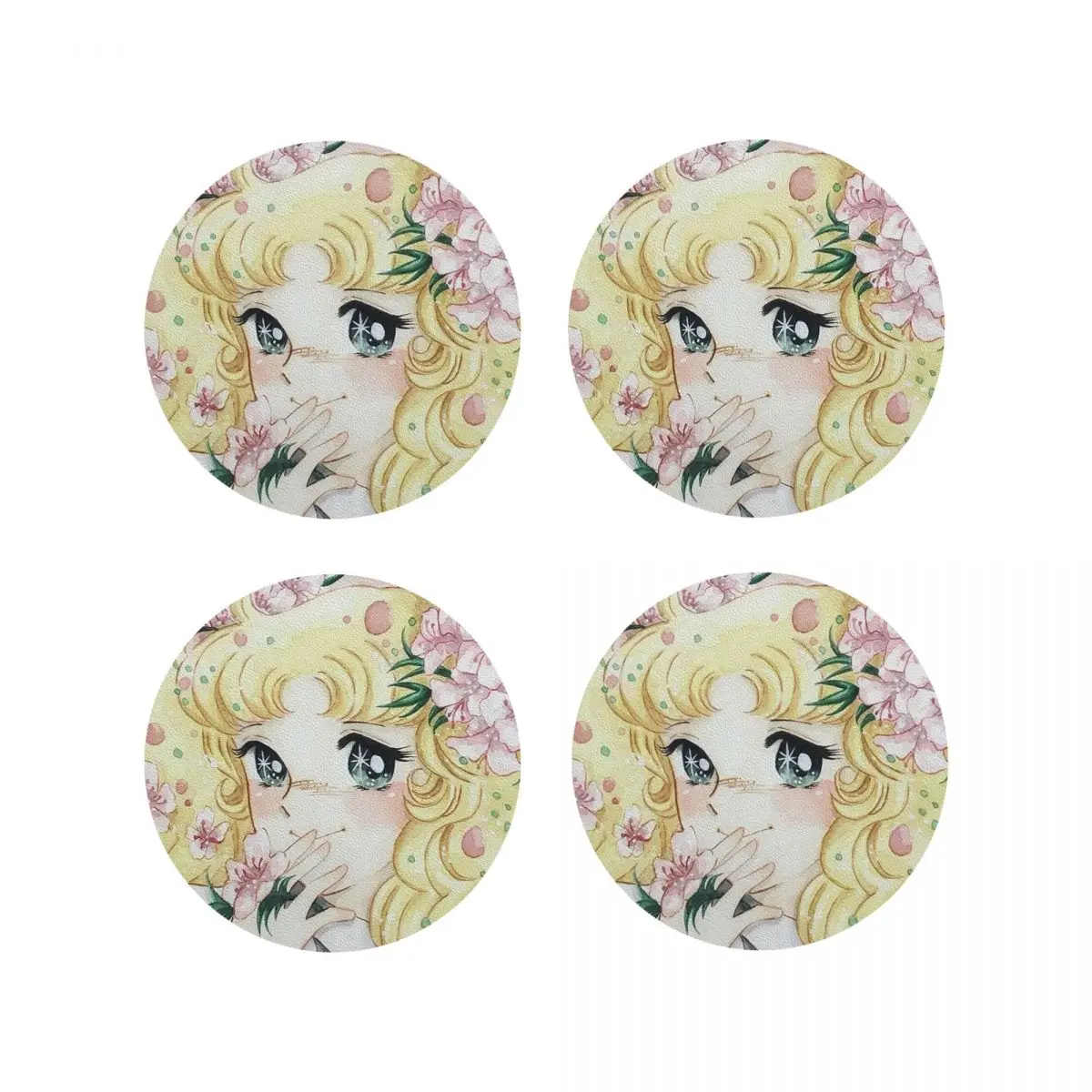 Candy Candy Anime Manga Girl Comics Coasters Kitchen Placemats Insulation Cup Coffee Mats For Decor Home Tableware Pads Set of 4