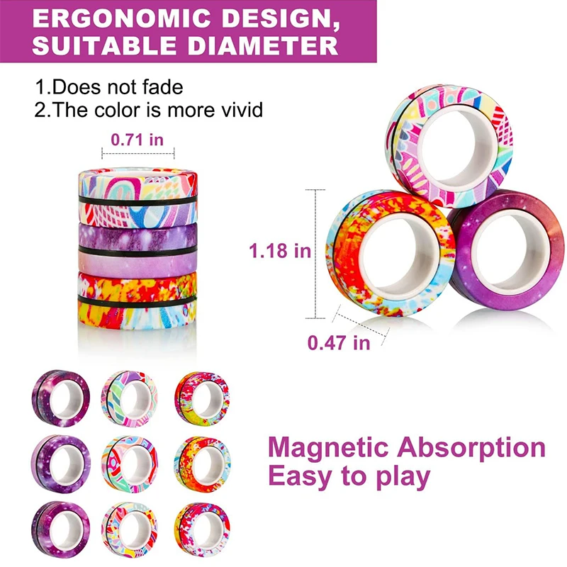 3Pcs Magnetic Rings Fidget Toy Set Adult Fidget Magnets Spinner Rings Fidget Pack Great Gift for Adults Teens Kids