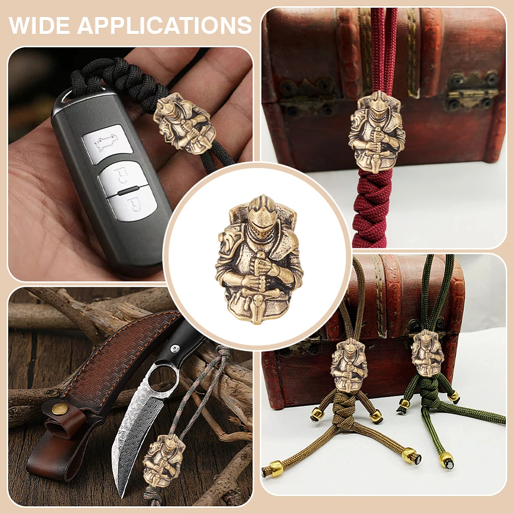 3Pcs Outdoor EDC Tool Brass Parachute Rope European Beads Large Hole Beads Knight Bronze 25x17x13mm Hole: 5x7mm view 5