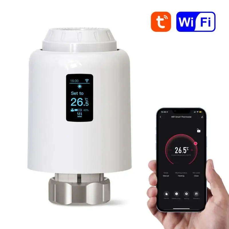 Tuya TRV Wifi Smart Thermostatic Head Radiator Valve Actuator Temperature Controller Smart Home Voice Control Alexa Google Home