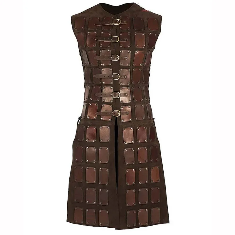 Middeleeuwse Viking Ridder Lederen Brigandine Tuniek Jas Romeinse Gladiator Warrior Cosplay Kostuum Vest Tabard LARP Armor Rok Jerkin