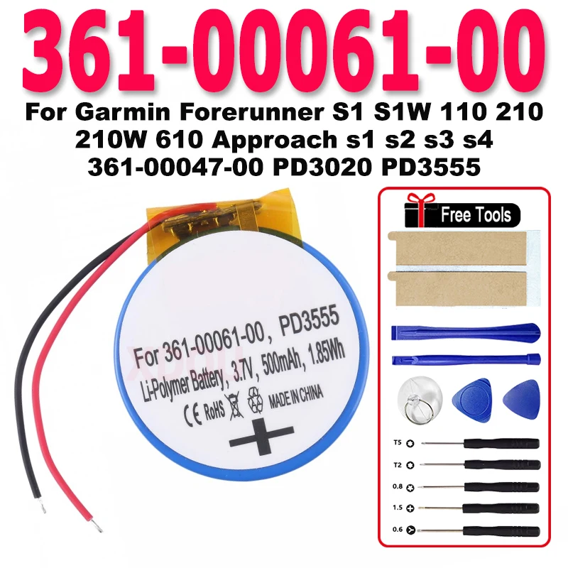 

361-00047-00 Новый аккумулятор для Garmin Approach S1 S1W S2 S3 S4 для Forerunner 110 210 210 Вт PD3032 Bateria + бесплатные инструменты
