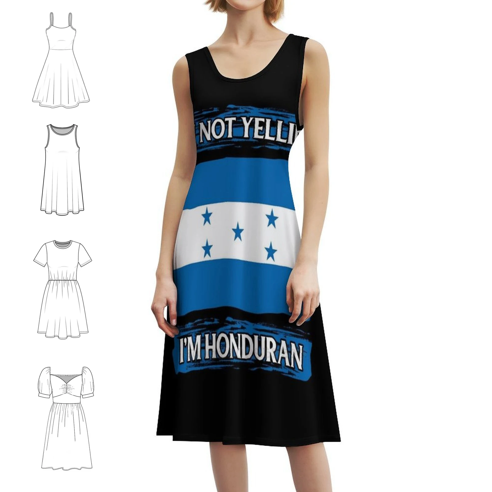 أنا لا أصرخ أنا هندوران هدية مضحكة فستان بوهيمي بدون أكمام متعدد الطباعة شاطئ عطلة فستان الحفلات هندوراس #1