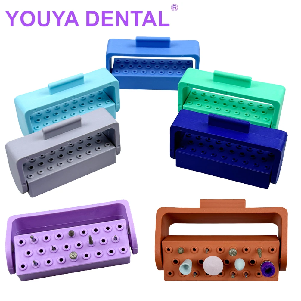 26 Holes Dental Bur Box Drill Placement Box Dentist Tools Drill Disinfection Holder Endo Files Stand For Low/High Speed Bur