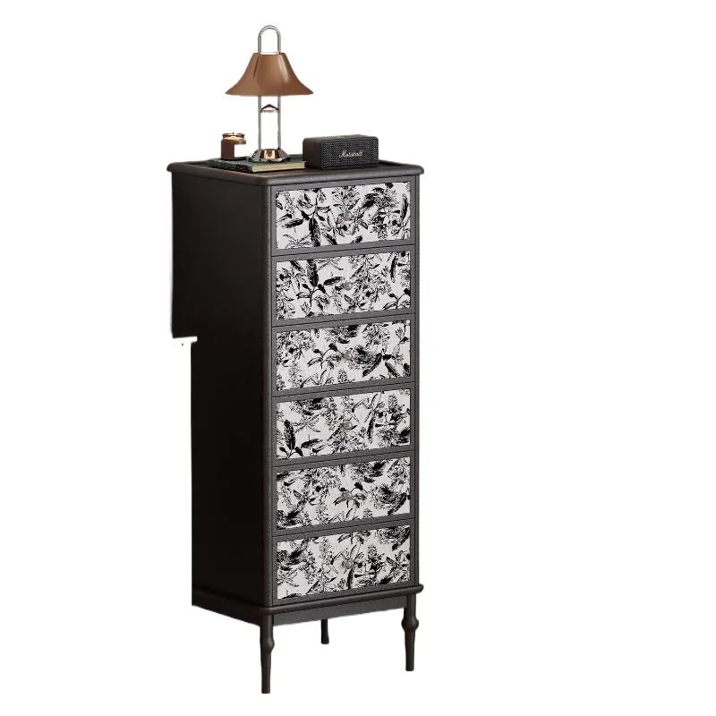 French retro solid wood six-bucket cabinet, household porch cabinet, living room multi-functional integrated cabinet, antique