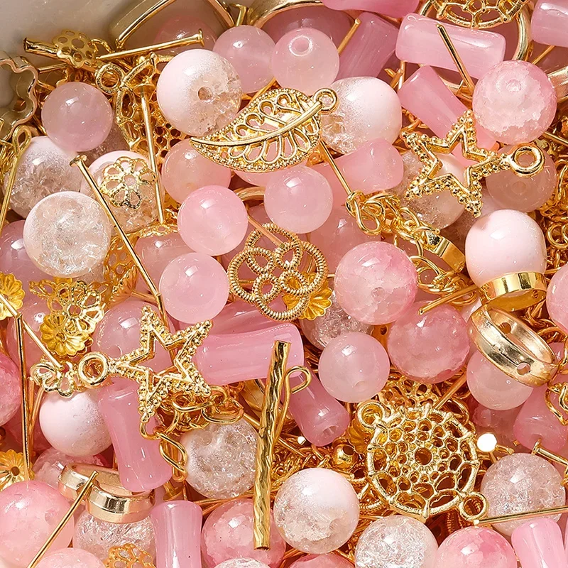 30 g Glasperlen-Kombinationsset, Mini-Kristall-Abstandsperlen, Metall-Charms für die Herstellung von Armbändern, Halsketten, Ohrringen, Schmuck, DIY-Handwerk